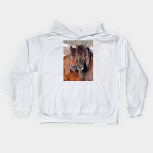 Two horses in winter Kids Hoodie